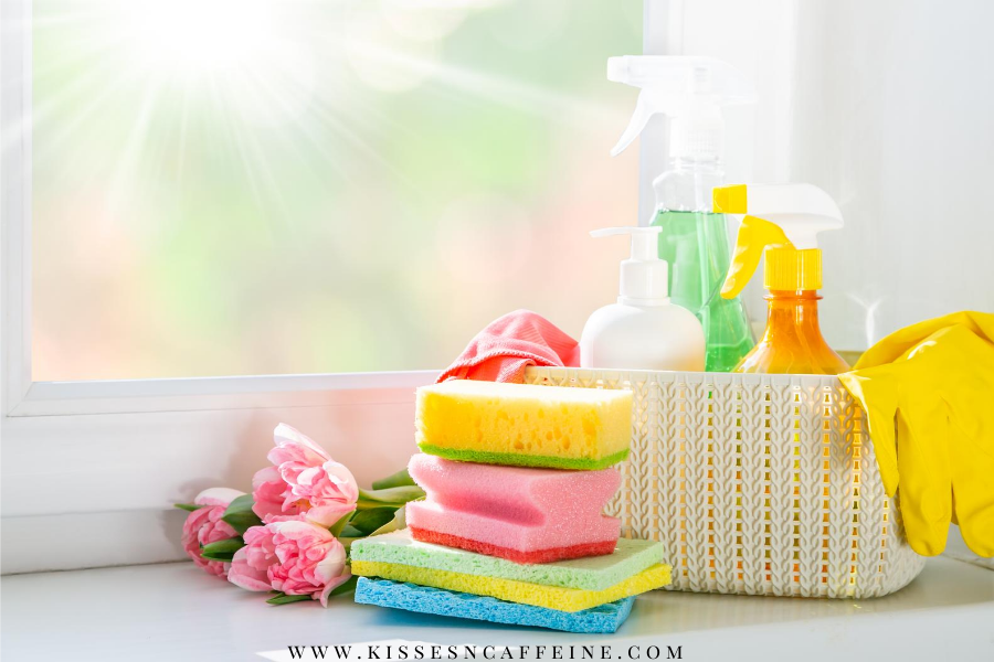 Sponges and cleaning bottles