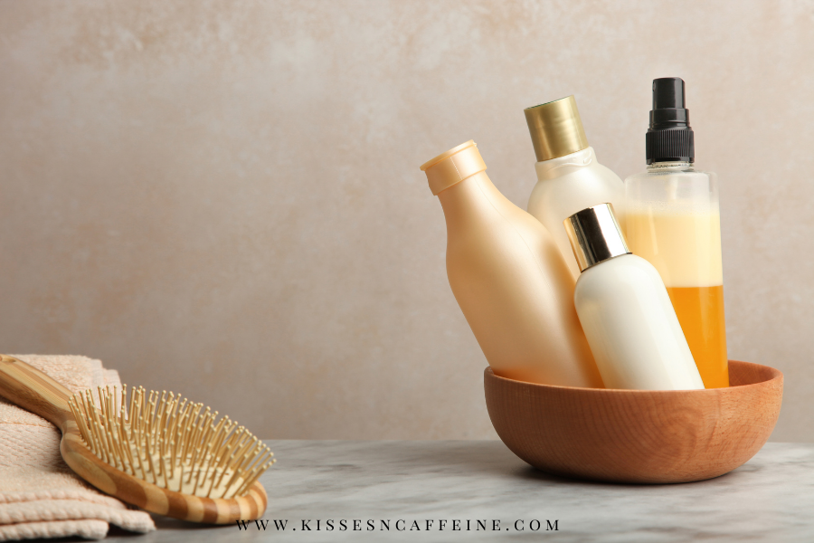 Products in a bowl with a brush and a towel