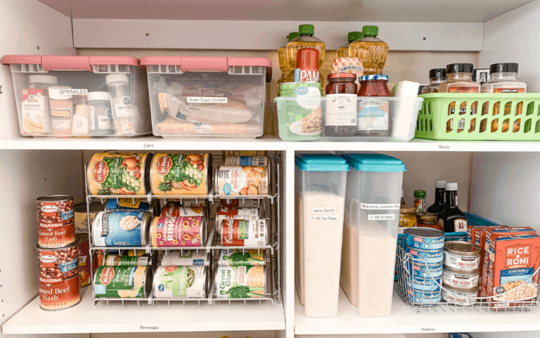 Organized shelves in pantry