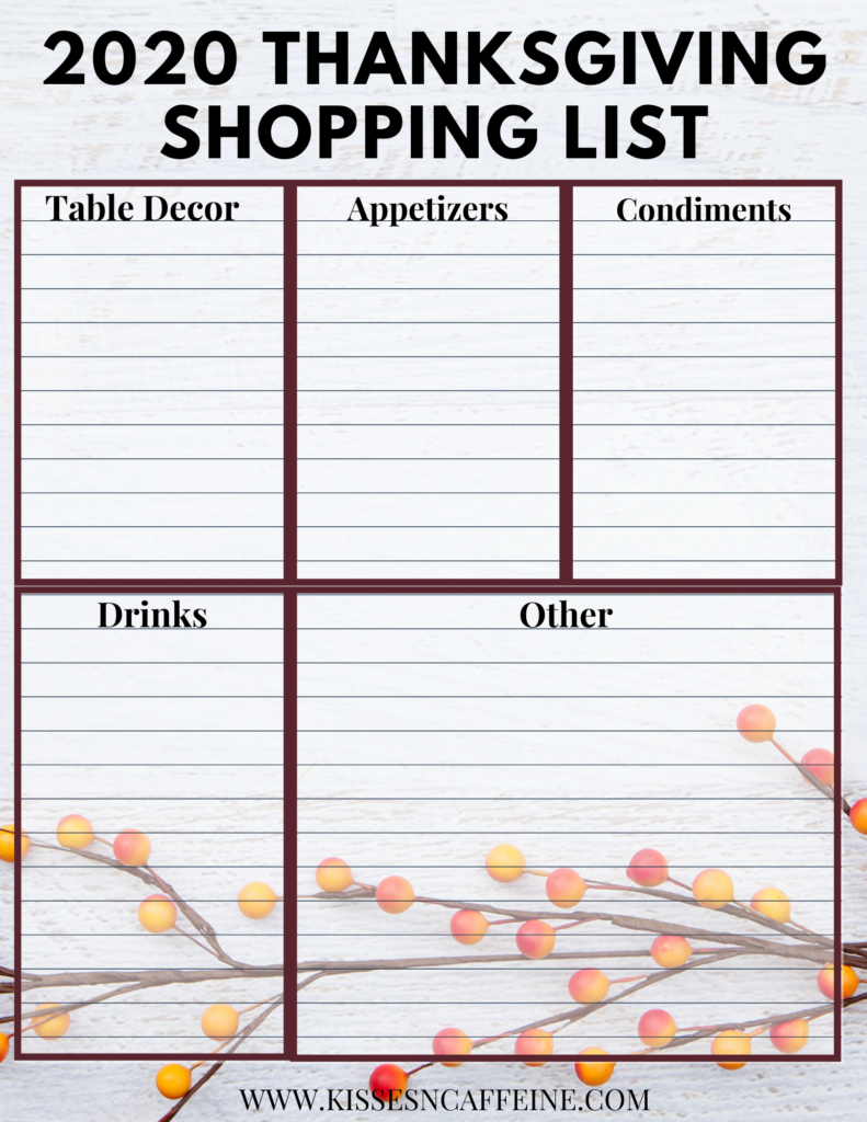 Thanksgiving Shopping List