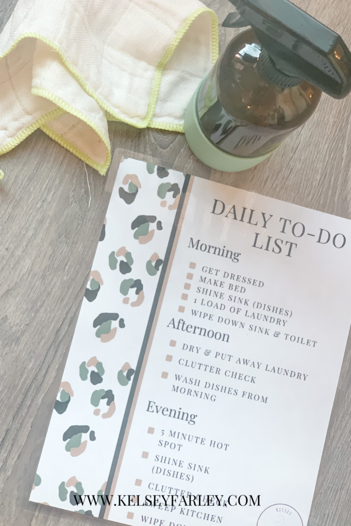 To-Do List with rag and spray bottle