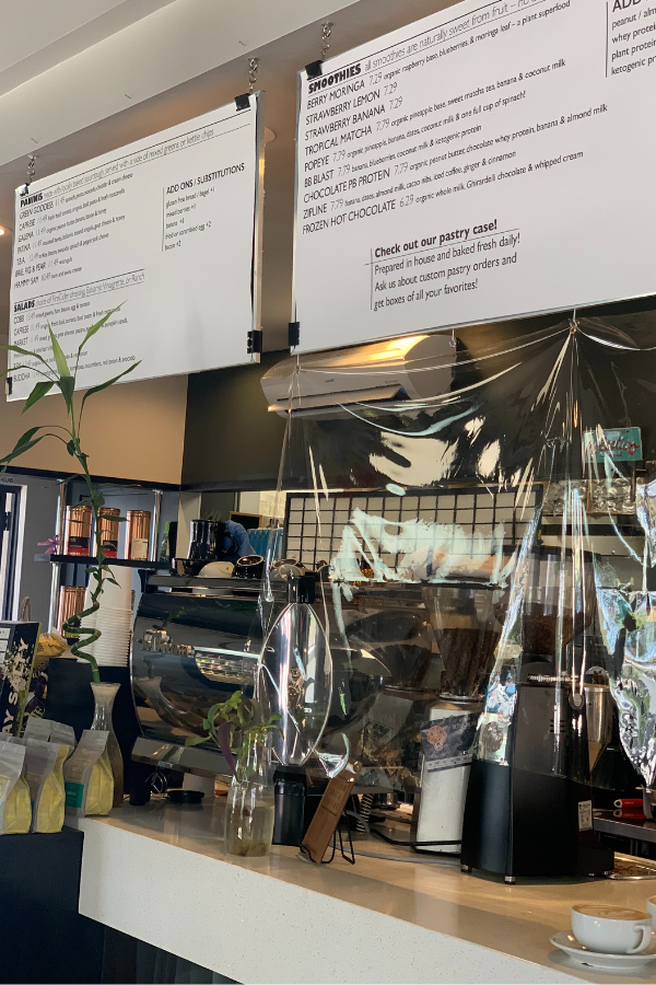 Hanging menu above counter