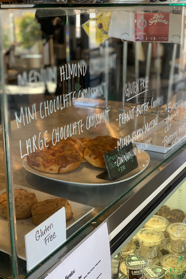 Glass case with pastries inside