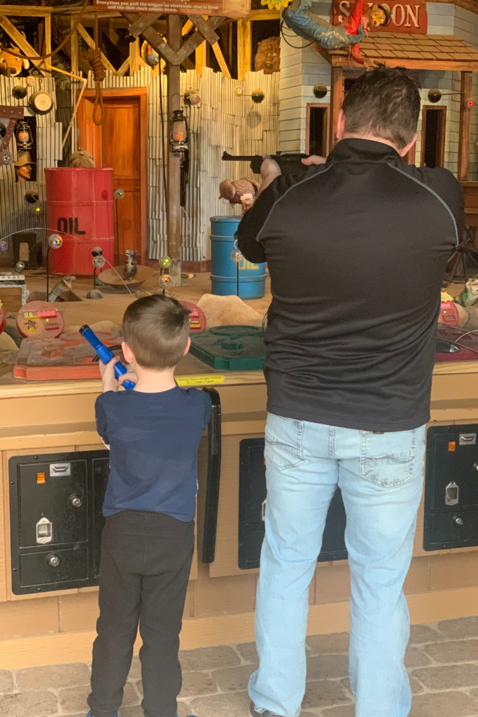 My husband and son shooting at the shooting range