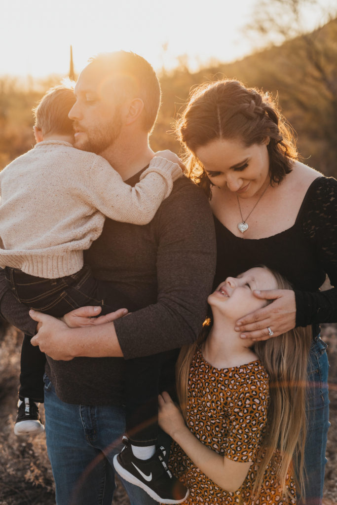 Family photo with my husband, son, and daughter